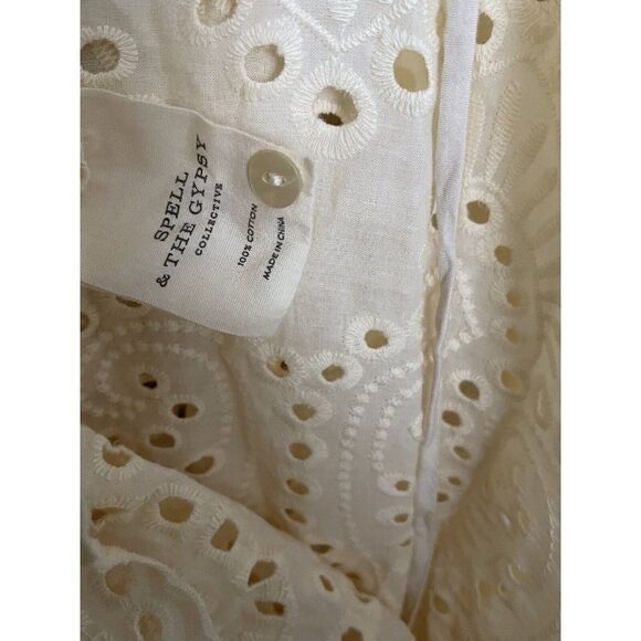 NEW SPELL & THE GYPSY COLLECTIVE Sz XS FAIRYTALE ANGLAISE GOWN EYELET MIDI DRESS - Picture 8 of 10